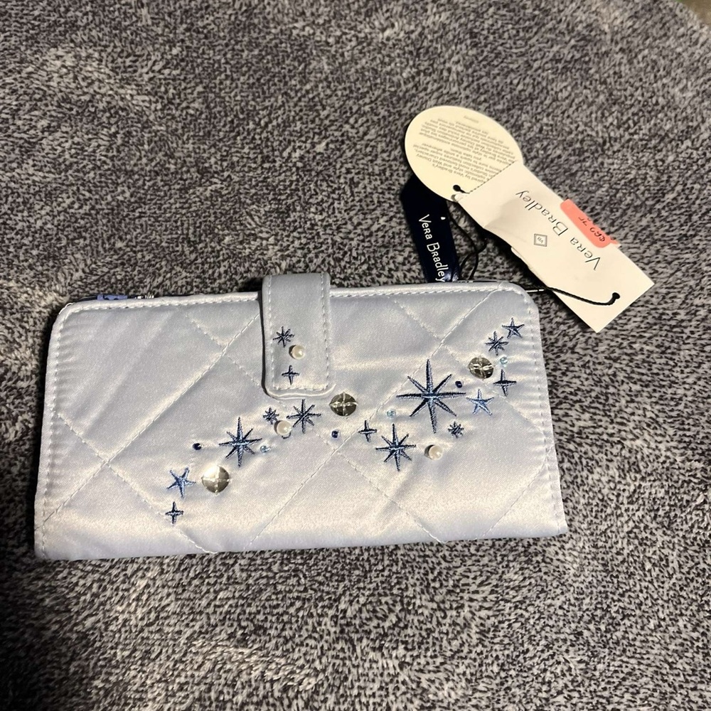 Vera Bradley Cinderella Light Blue Quilted Wallet with Sparkle Embellishments